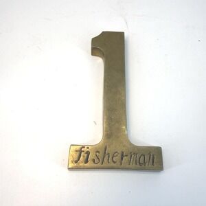 Vintage Number 1 Fisherman Brass Paperweight Figurine